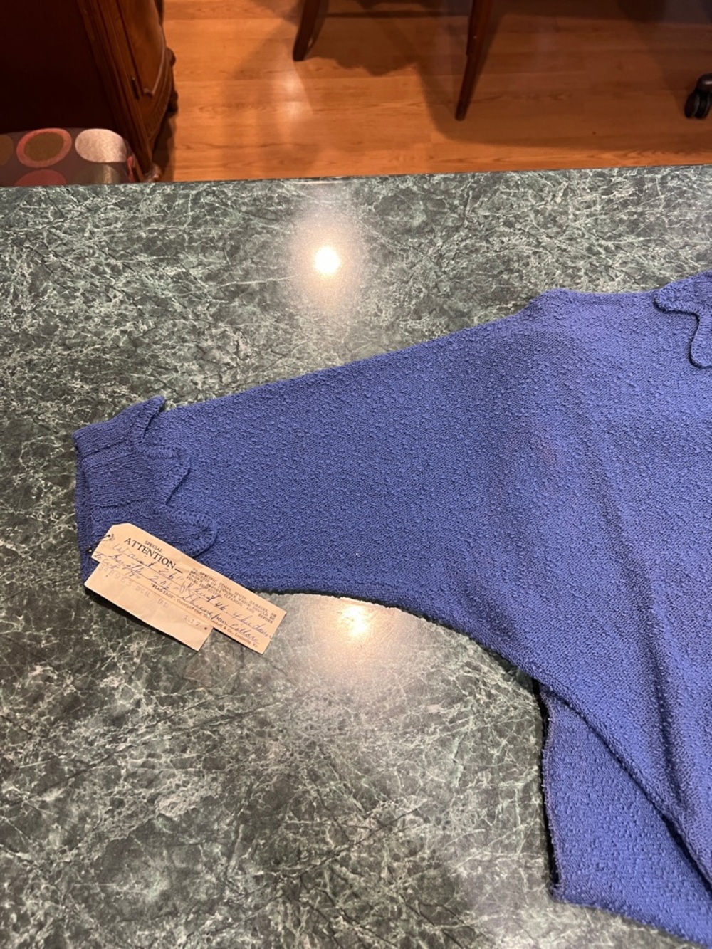 Vintage Blue Textured Knit Two-Piece Skirt and shirt Set - Picture 4 of 11